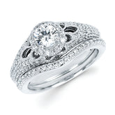 14K White Gold Diamond Shadow Band for Engagement Ring Shown